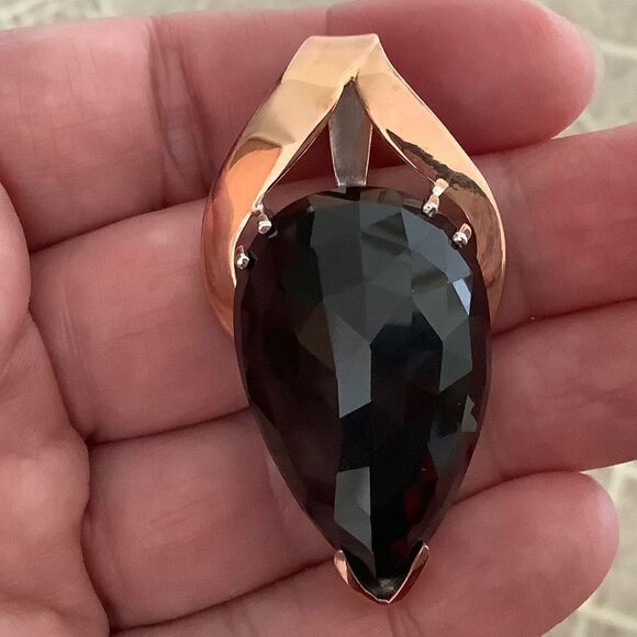 NWOT STERLING Silver 925 Gold Plated Black Onyx Rare Handmade Lrg Pendant​​ - Picture 5 of 9